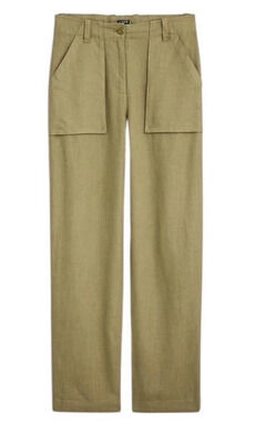 J.Crew Seaside Cargo Pant Women's 14 Tan Linen Tencel High Rise Wide Leg
